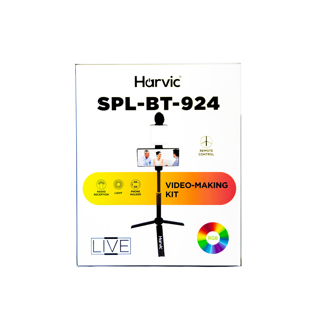 Trípode Kit Luz LED y Micrófono Harvic SPL-BT-924