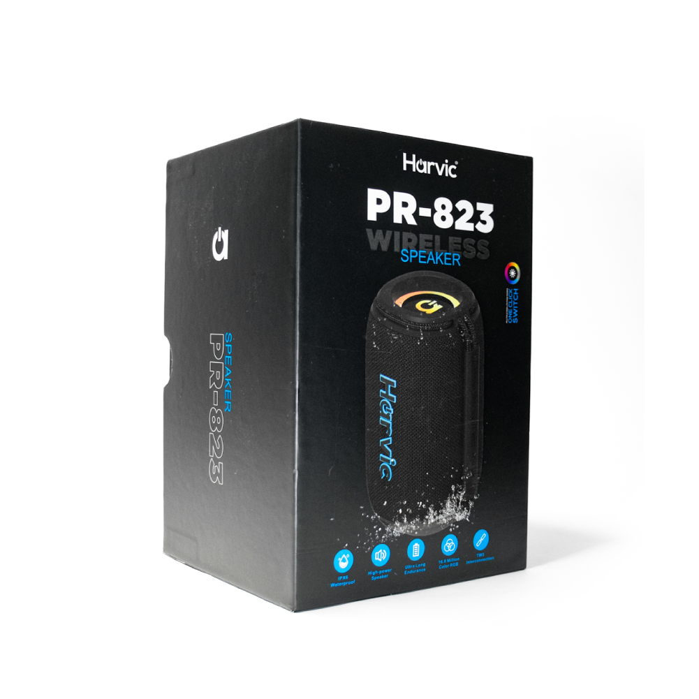 Parlante Bluetooth Portátil 10W con Luz RGB – Harvic PR-823