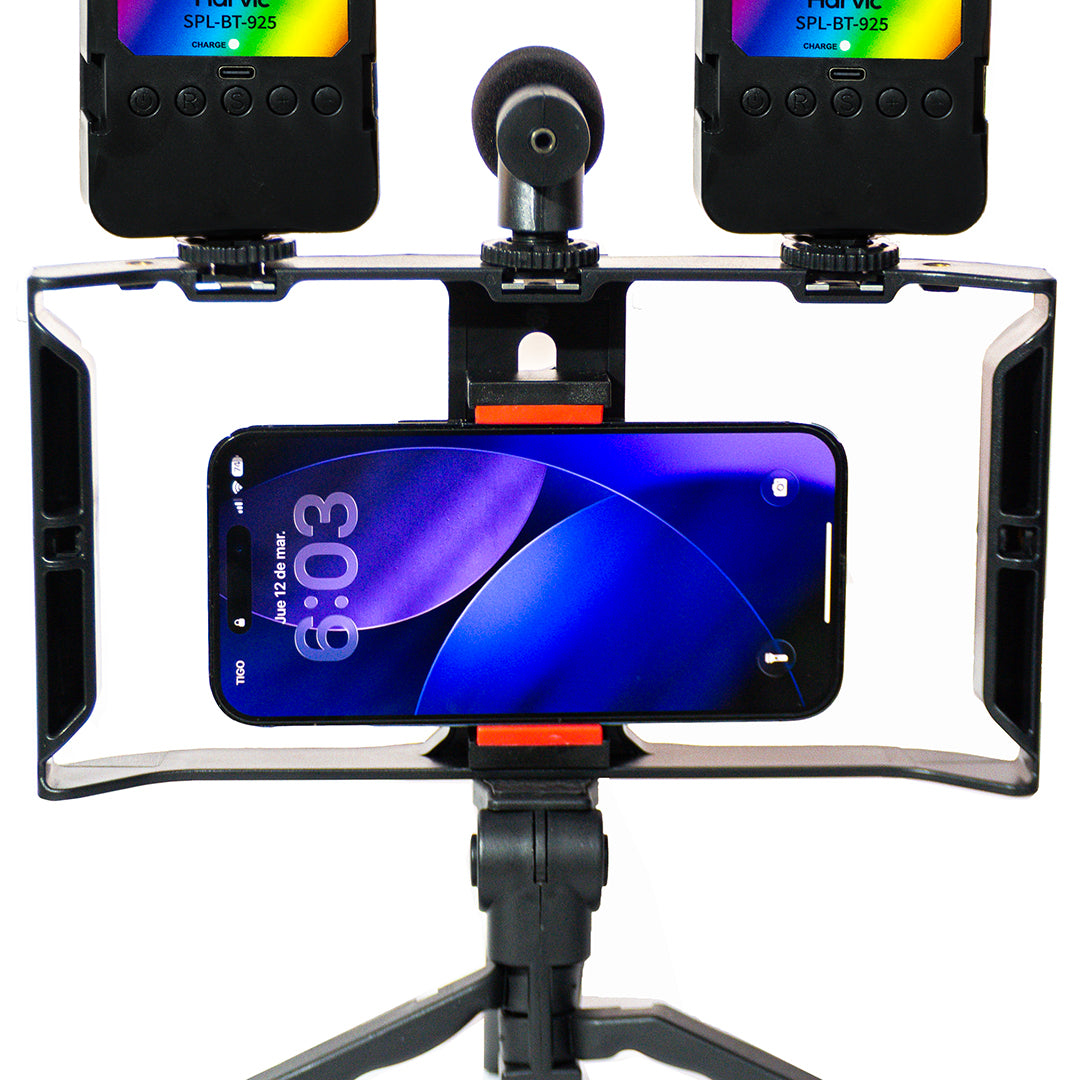Trípode Kit RGB con Micrófono Harvic SPL-BT-925-RGB