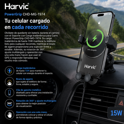 Soporte con Carga Inalámbrica para Carro 15W